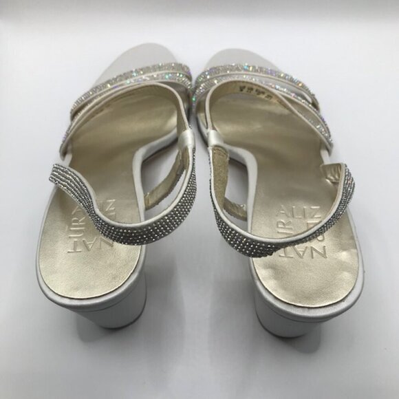 Naturalizer Women's Vanessa White Satin Rhinestone Dress Strappy Sandals Size 7M - Picture 9 of 12